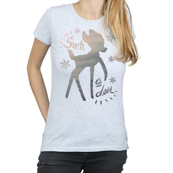 Disney Womens/Ladies Bambi Winter Deer Cotton T-Shirt