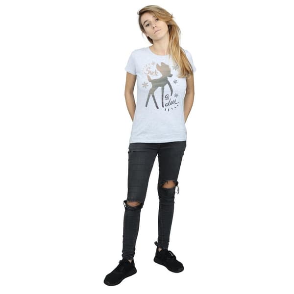 Disney Womens/Ladies Bambi Winter Deer Cotton T-Shirt