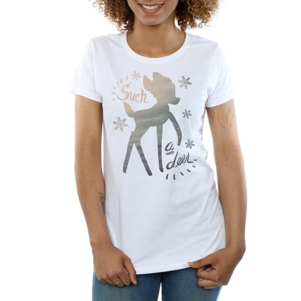 Disney Womens/Ladies Bambi Winter Deer Cotton T-Shirt