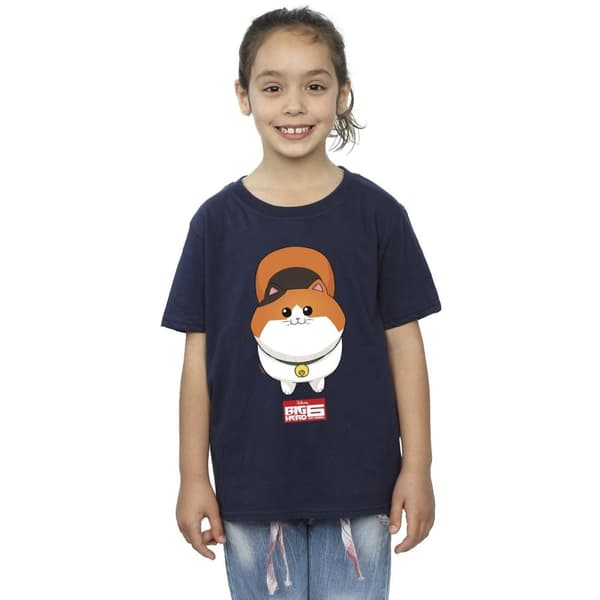 Disney Girls Big Hero 6 Baymax Kitten Face Cotton T-Shirt