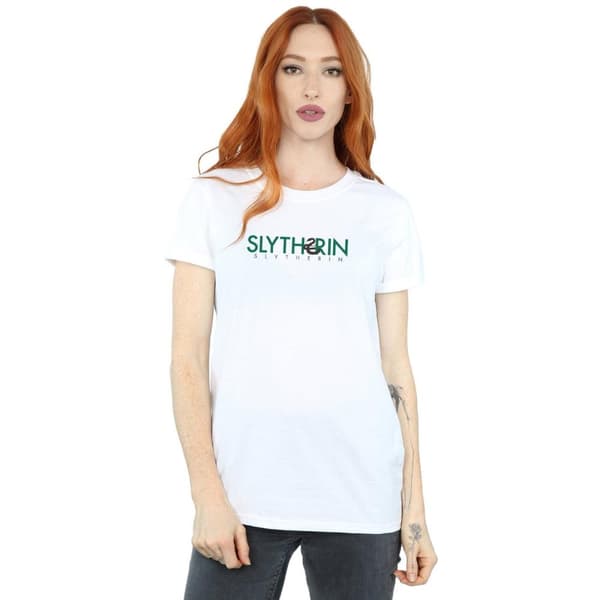 Harry Potter Womens/Ladies Slytherin Text Cotton Boyfriend T-Shirt