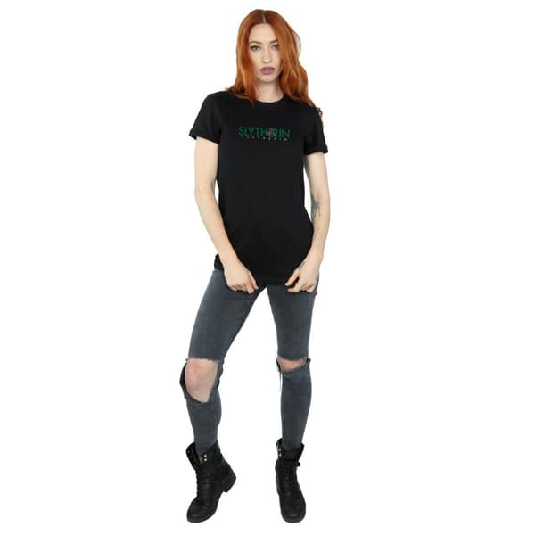 Harry Potter Womens/Ladies Slytherin Text Cotton Boyfriend T-Shirt