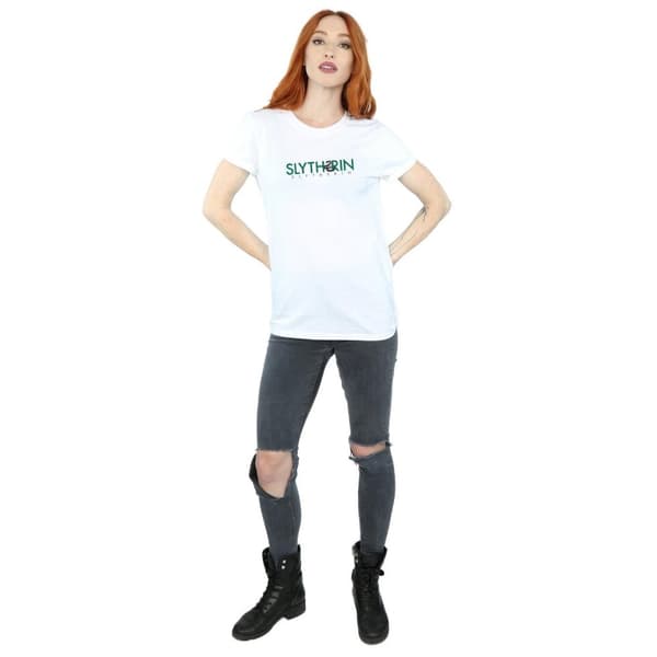 Harry Potter Womens/Ladies Slytherin Text Cotton Boyfriend T-Shirt