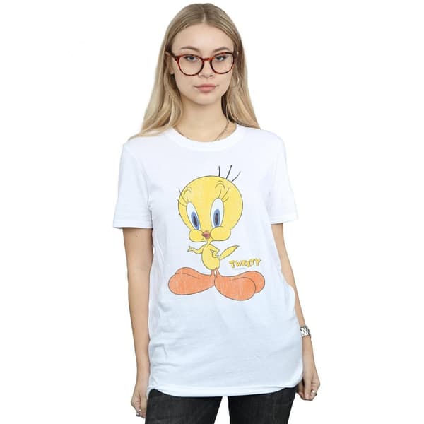 Looney Tunes Dam/Tjej Tweety Pie - Boyfriend-t-shirt i bomull med tryck
