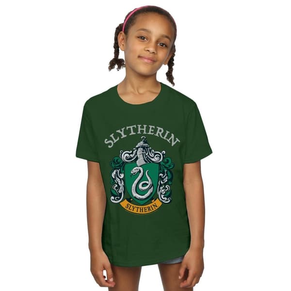 Harry Potter Girls Slytherin Crest Cotton T-Shirt