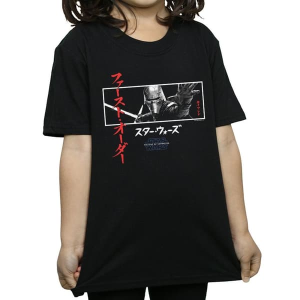 Star Wars: The Rise of Skywalker Girls Star Wars The Rise Of Skywalker Kylo Ren Katakana Art Stripe Cotton T-Shirt