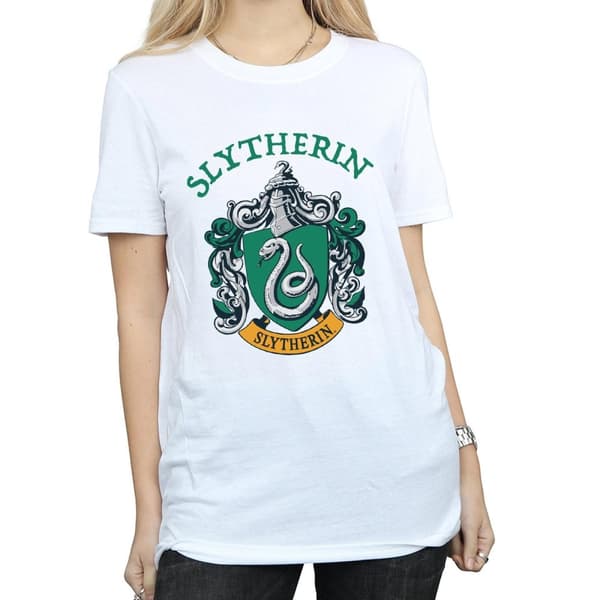 Harry Potter Dam/kvinnor Slytherin Crest Boyfriend T-shirt i bomull
