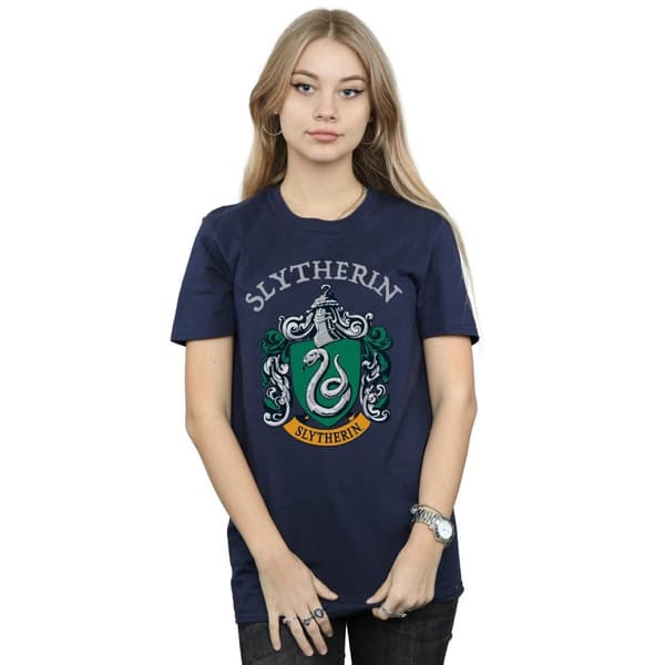 Harry Potter Dam/kvinnor Slytherin Crest Boyfriend T-shirt i bomull