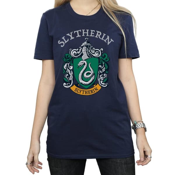Harry Potter Dam/kvinnor Slytherin Crest Boyfriend T-shirt i bomull