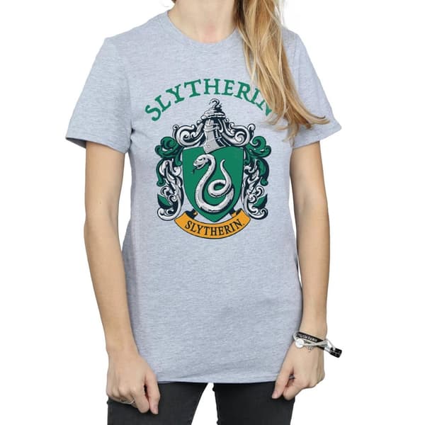 Harry Potter Dam/kvinnor Slytherin Crest Boyfriend T-shirt i bomull