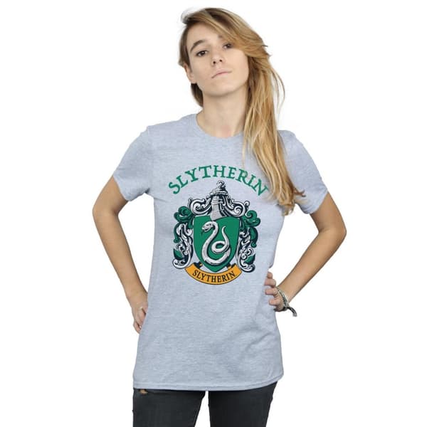 Harry Potter Dam/kvinnor Slytherin Crest Boyfriend T-shirt i bomull