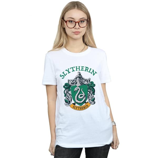 Harry Potter Dam/kvinnor Slytherin Crest Boyfriend T-shirt i bomull