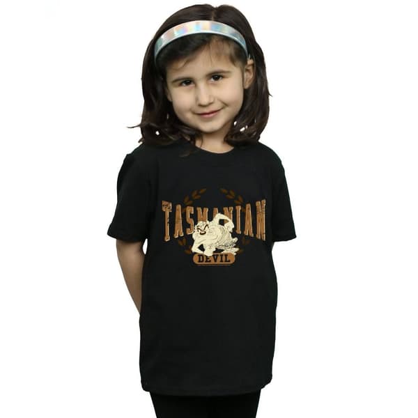 Looney Tunes Girls Tasmanian Devil Varsity Cotton T-Shirt