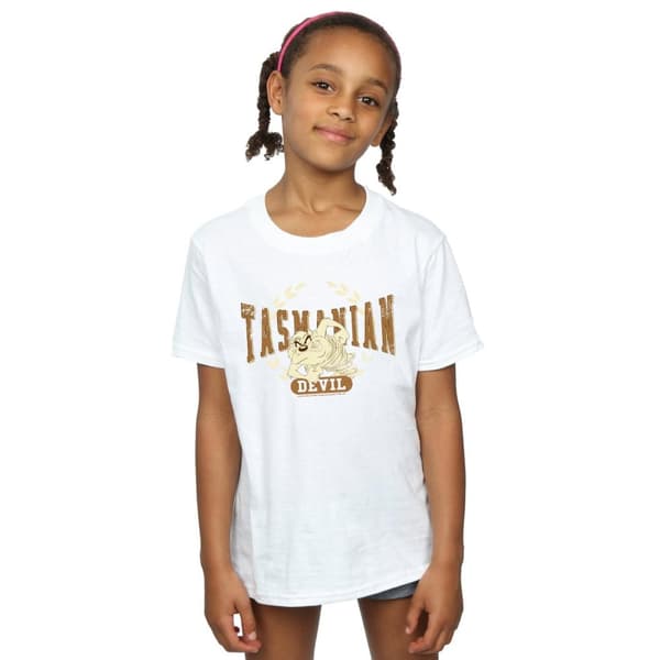 Looney Tunes Girls Tasmanian Devil Varsity Cotton T-Shirt