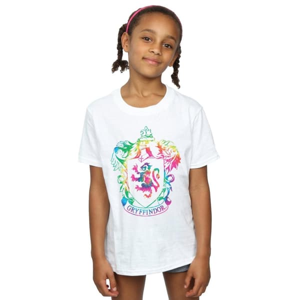 Harry Potter Girls Gryffindor Crest Tie Dye Infill Cotton T-Shirt