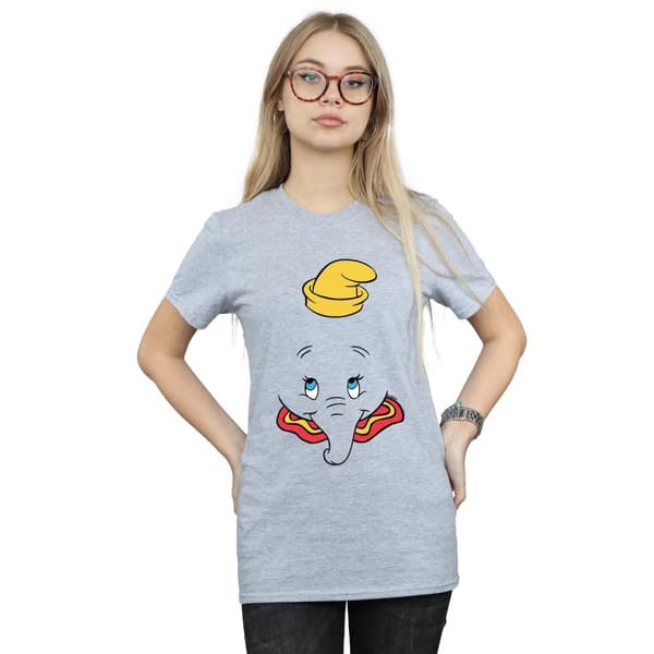 Disney Womens/Ladies Dumbo Face Cotton Boyfriend T-Shirt
