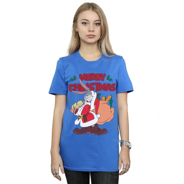 Looney Tunes Womens/Ladies Santa Bugs Bunny Cotton Boyfriend T-Shirt