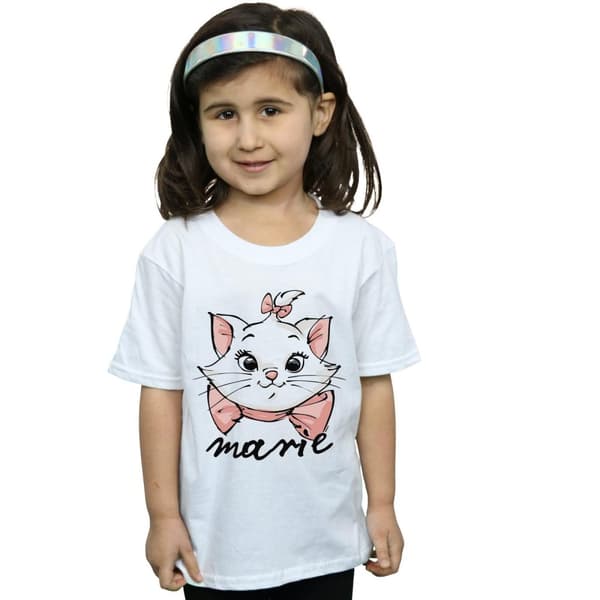 Disney T-shirt i bomull för flickor Aristokaterna Marie Sketch Face