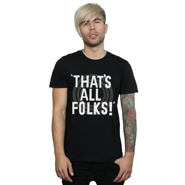 Looney Tunes Mens That´s All Folks Text T-shirt