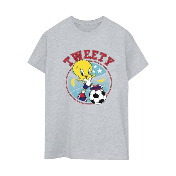 Looney Tunes Dam/Tjej Tweety Football Circle Boyfriend T-shirt i bomull