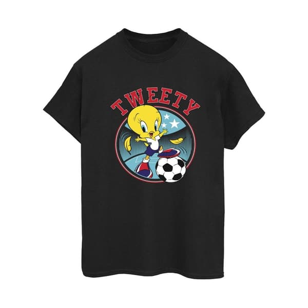 Looney Tunes Dam/Tjej Tweety Football Circle Boyfriend T-shirt i bomull