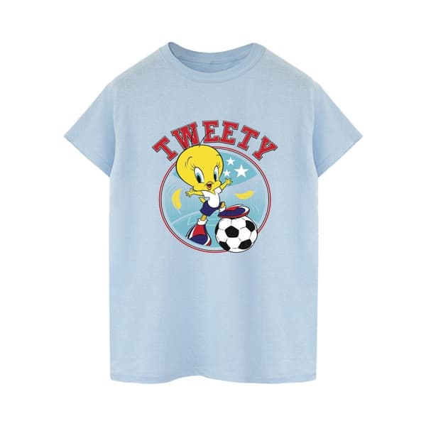 Looney Tunes Dam/Tjej Tweety Football Circle Boyfriend T-shirt i bomull