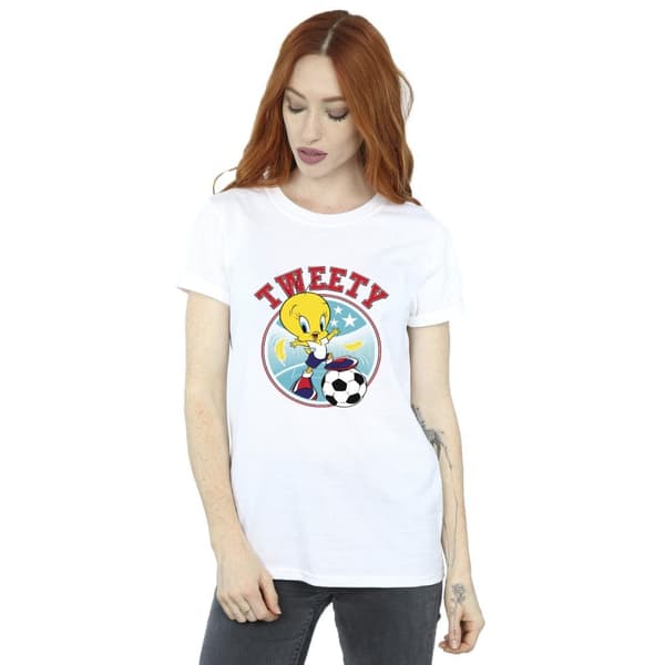 Looney Tunes Womens/Ladies Tweety Football Circle Cotton Boyfriend T-Shirt