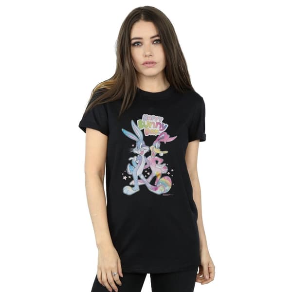 Looney Tunes Womens/Ladies Bugs And Daffy Happy Bunny Day Cotton Boyfriend T-Shirt