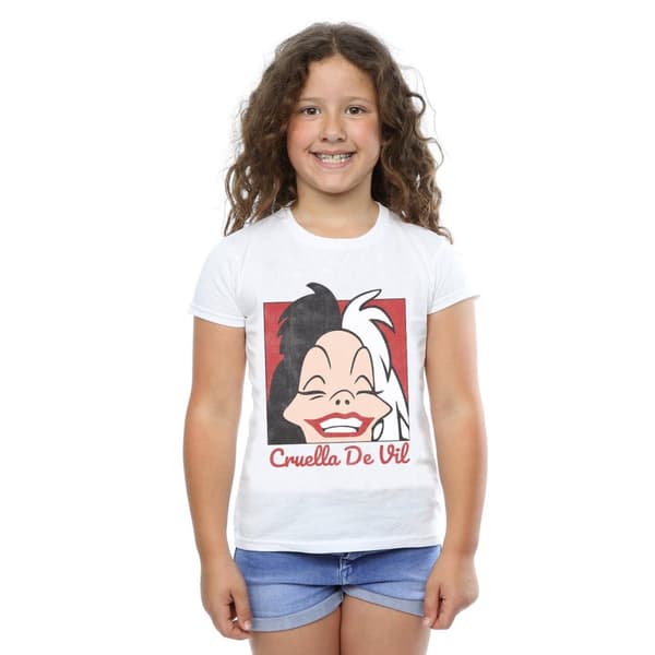 Disney Girls Cruella De Vil T-shirt i bomull med kort huvud
