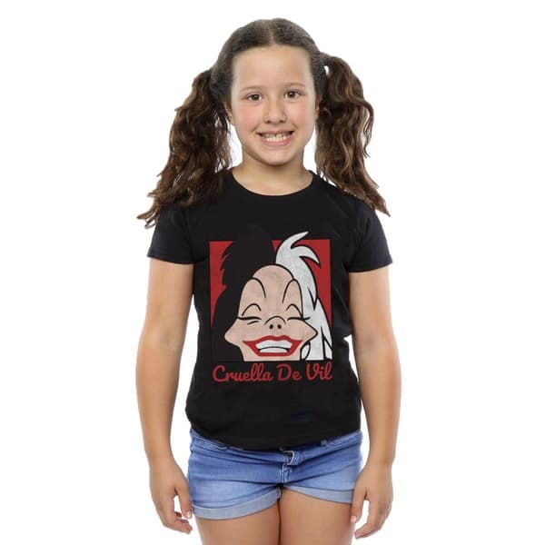 Disney Girls Cruella De Vil T-shirt i bomull med kort huvud