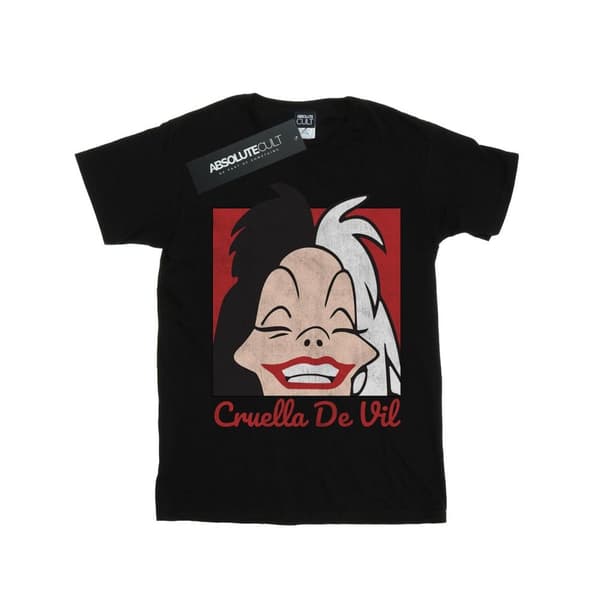 Disney Girls Cruella De Vil T-shirt i bomull med kort huvud Black 7-8 Years