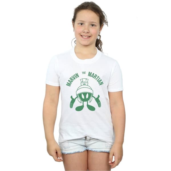 Looney Tunes Marvin The Martian - T-shirt i bomull med stort huvud för flickor