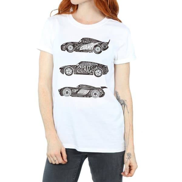 Disney Dam/Tjej Cars Text Racers Boyfriend T-shirt i bomull