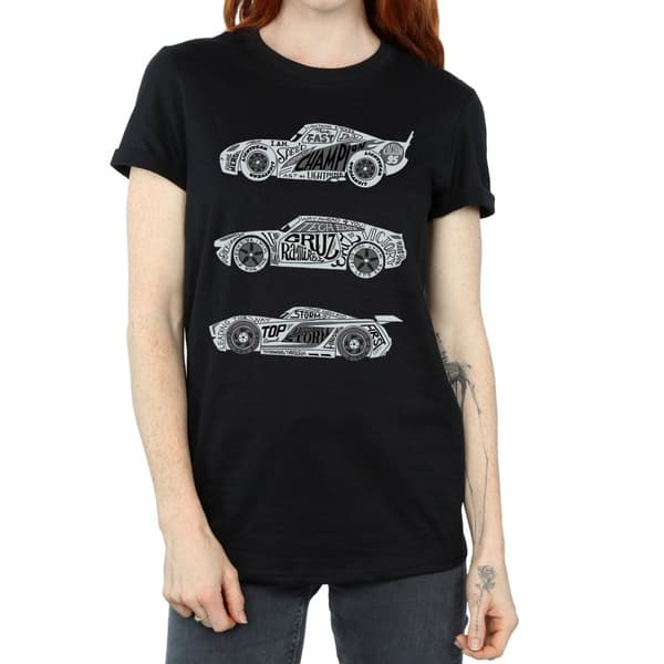 Disney Dam/Tjej Cars Text Racers Boyfriend T-shirt i bomull