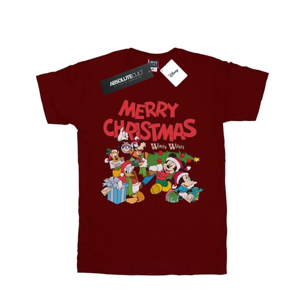 Disney T-shirt med vinterönskningar från Musse och hans vänner Burgundy 7-8 Years