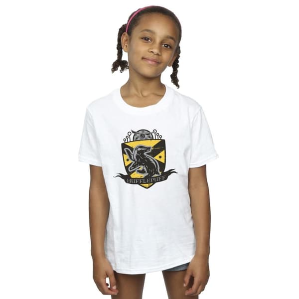 Harry Potter Girls Hufflepuff Chest Badge Cotton T-Shirt