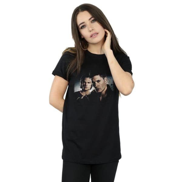 Supernatural Womens/Ladies Sam And Dean Poster Cotton Boyfriend T-Shirt
