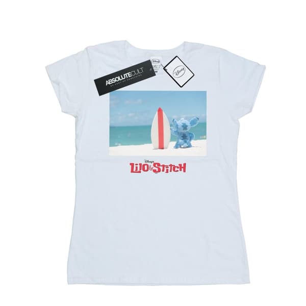 Disney Womens/Ladies Lilo And Stitch Surf Beach Cotton T-Shirt White S