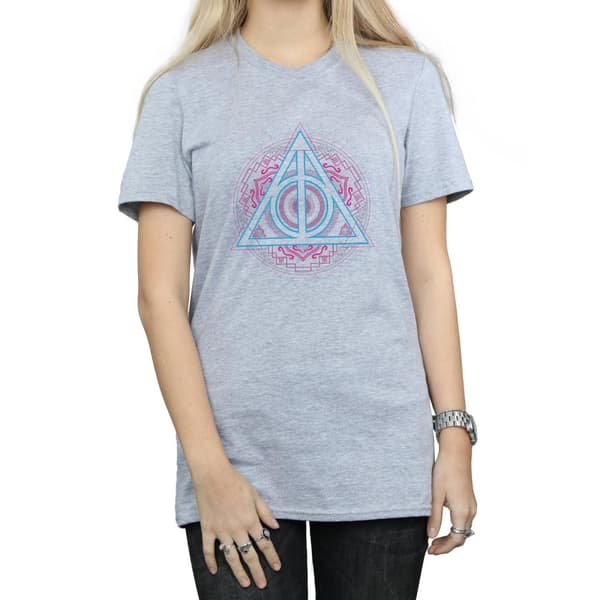 Harry Potter Womens/Ladies Neon Deathly Hallows Cotton Boyfriend T-Shirt