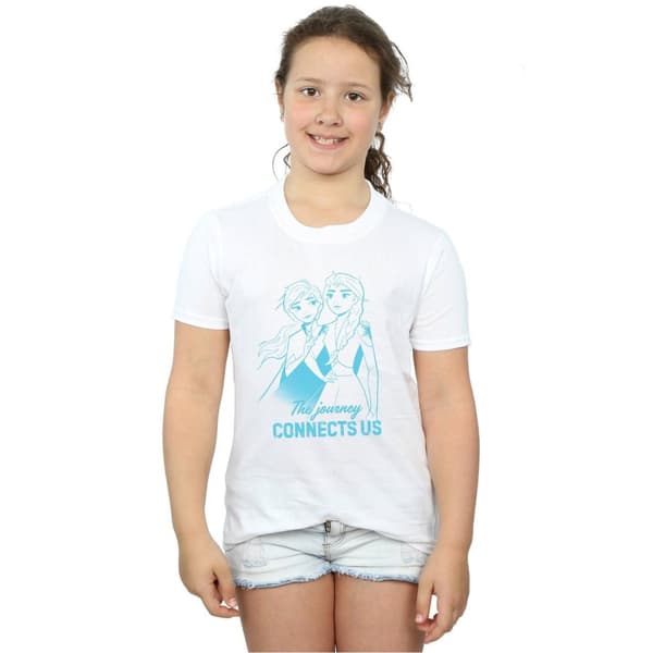 Disney Girls Frozen 2 Elsa and Anna The Journey Connects Us Cotton T-Shirt