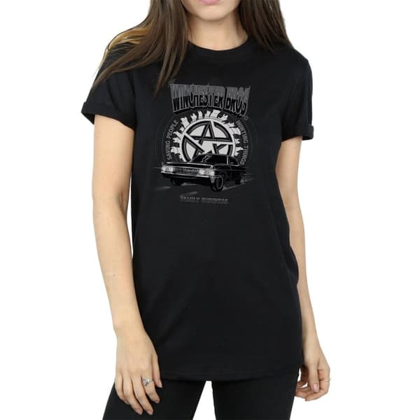 Supernatural Dam/dam Winchester Bros Boyfriend T-shirt i bomull