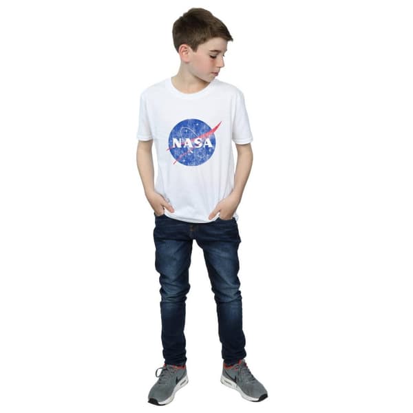 NASA Boys Classic Insignia Logo Distressed T-Shirt