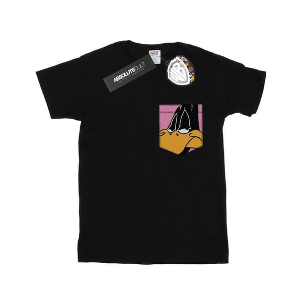 Looney Tunes Womens/Ladies Daffy Duck Face Faux Pocket Cotton Boyfriend T-Shirt