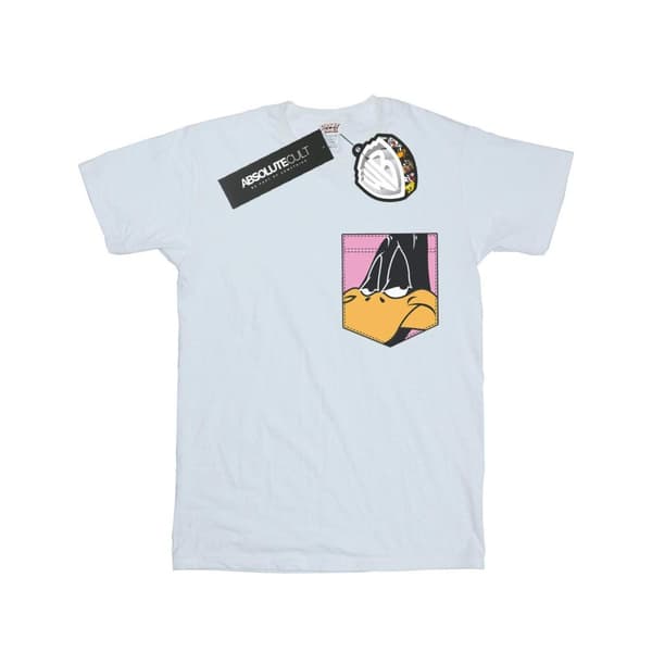 Looney Tunes Womens/Ladies Daffy Duck Face Faux Pocket Cotton Boyfriend T-Shirt