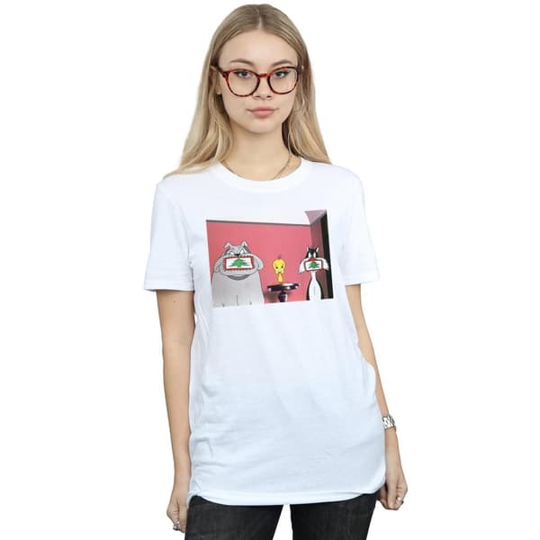 Looney Tunes Womens/Ladies Christmas Postcard Cotton Boyfriend T-Shirt