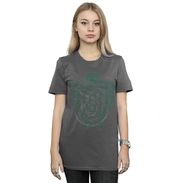Harry Potter Womens/Ladies Slytherin Serpent Crest Cotton Boyfriend T-Shirt