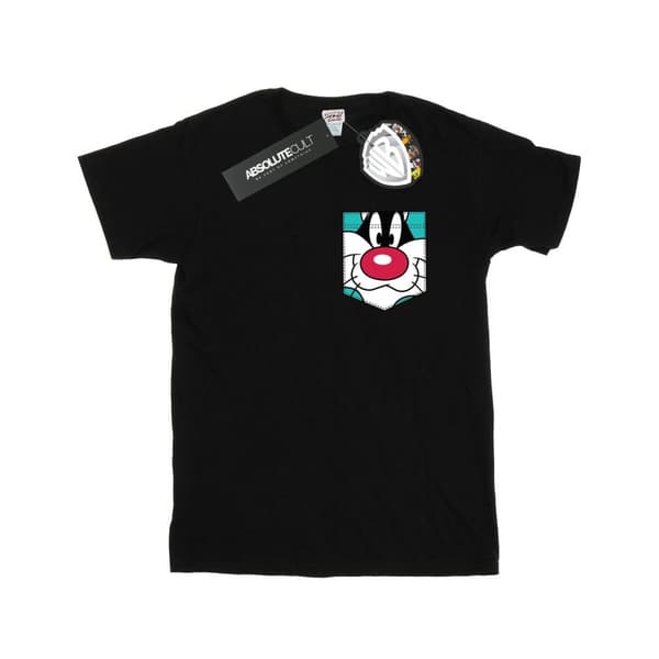Looney Tunes Mens Sylvester Face Faux Pocket T-Shirt