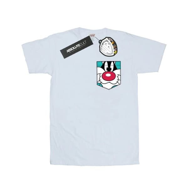 Looney Tunes Mens Sylvester Face Faux Pocket T-Shirt