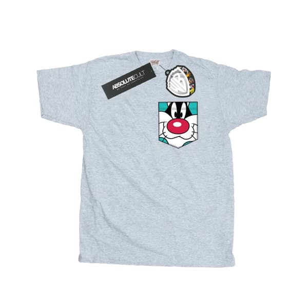 Looney Tunes Mens Sylvester Face Faux Pocket T-Shirt