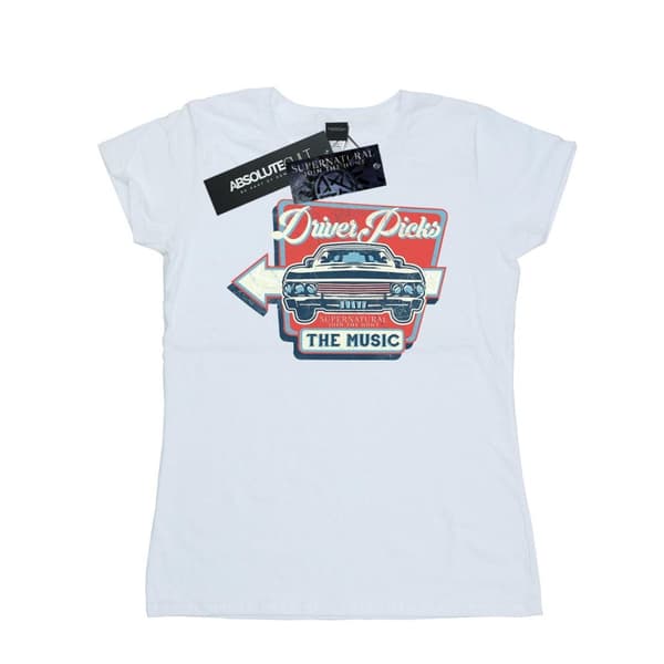 Supernatural Womens/Ladies Driver Picks The Music Cotton T-Shirt